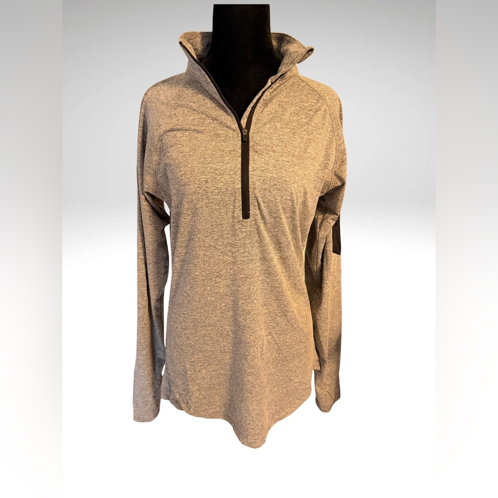 Women's Heather Gray Long Sleeve Top with Zipper